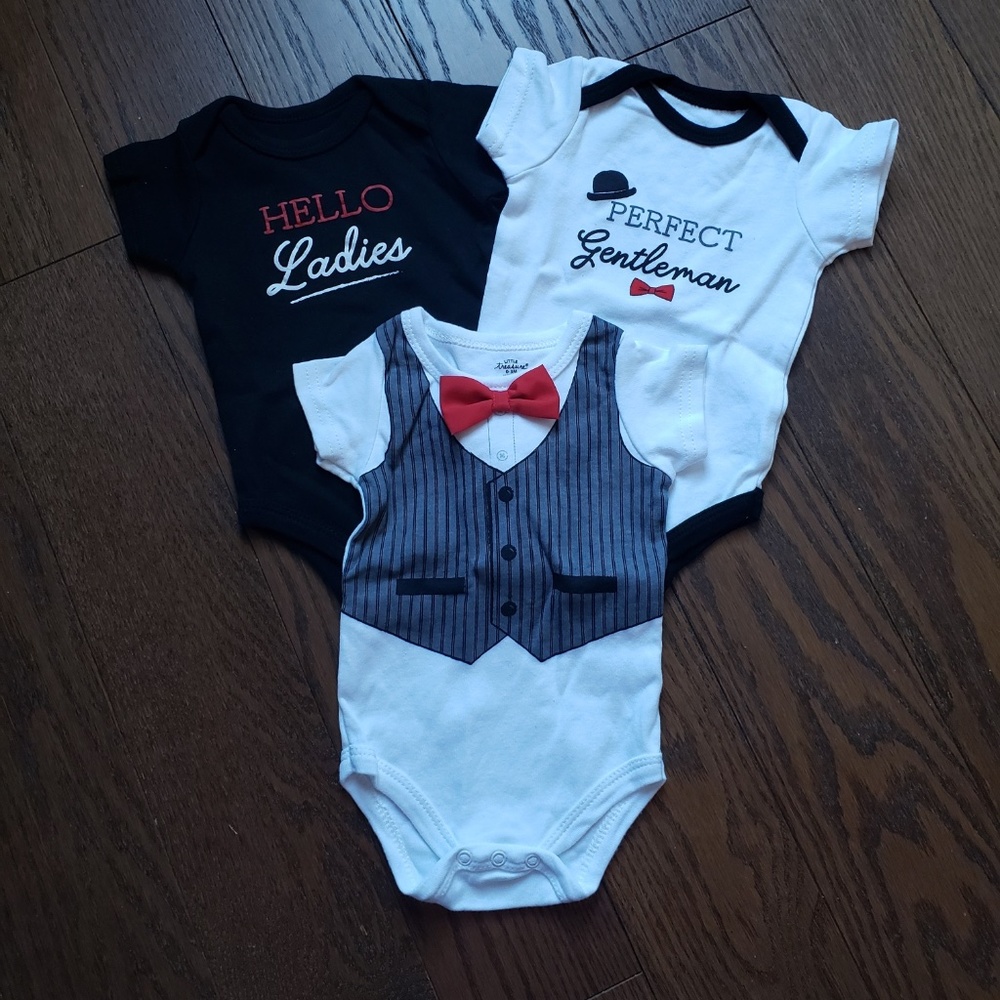 Little Treasure 0-3 Month Baby Boy Onesies